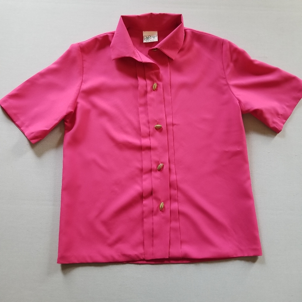 Vtg Fuchsia Button Up - image 2